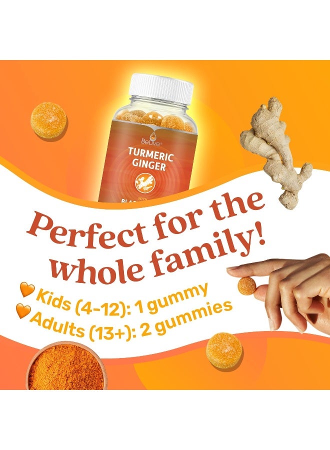 BeLive Vegetarian Friendly Turmeric with Ginger Gummies Curcumin Vitamins All Natural Chews for Adults & Kids (60 Count) - Image 3